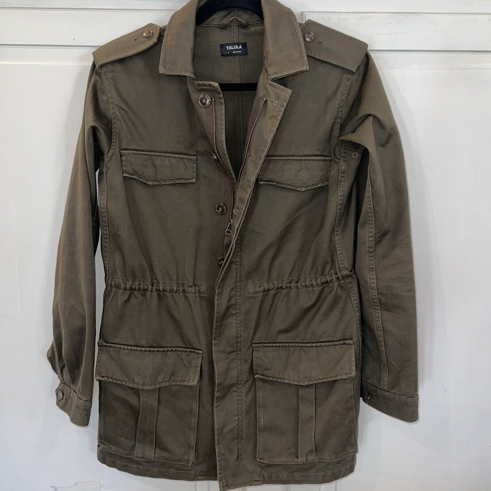 Talula Aritzia Olive Monterrey Utility Jacket Small Cinch Waist Pockets EUC